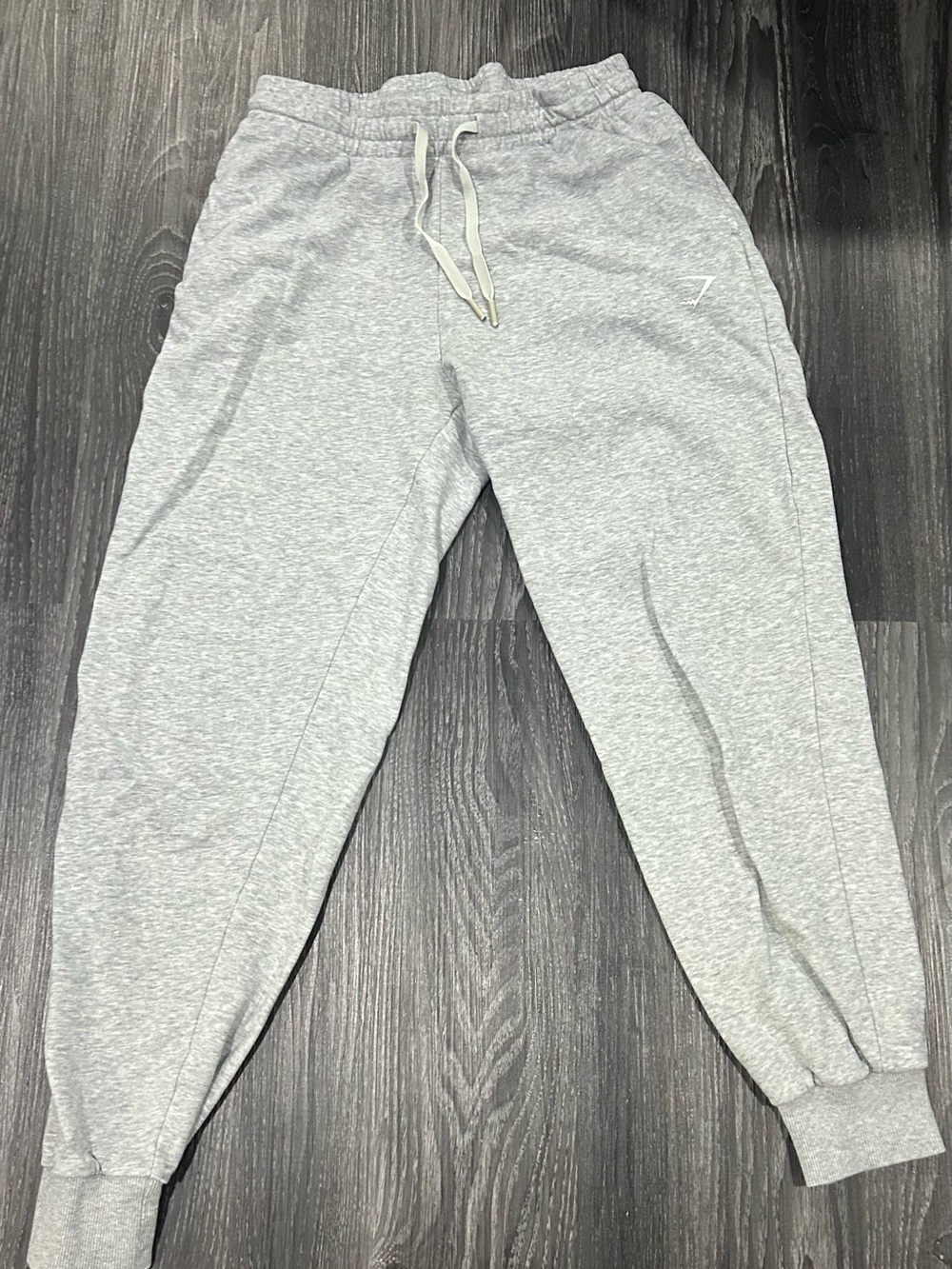 Gymshark Small Light Gray Athletic Joggers with Drawstring Worn Twice